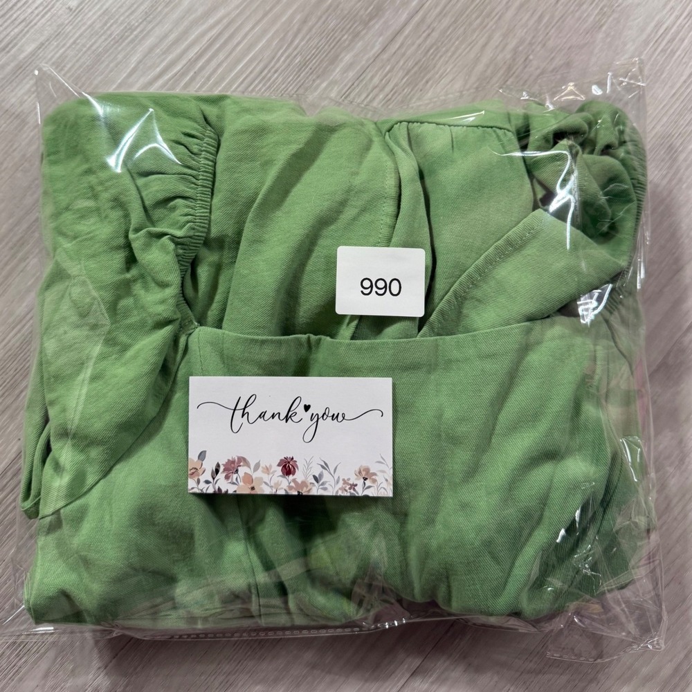 Shy Velvet Womens Green Cotton Cutout Tiered Mini Dress Flutter Sleeve Size M - Picture 11 of 11